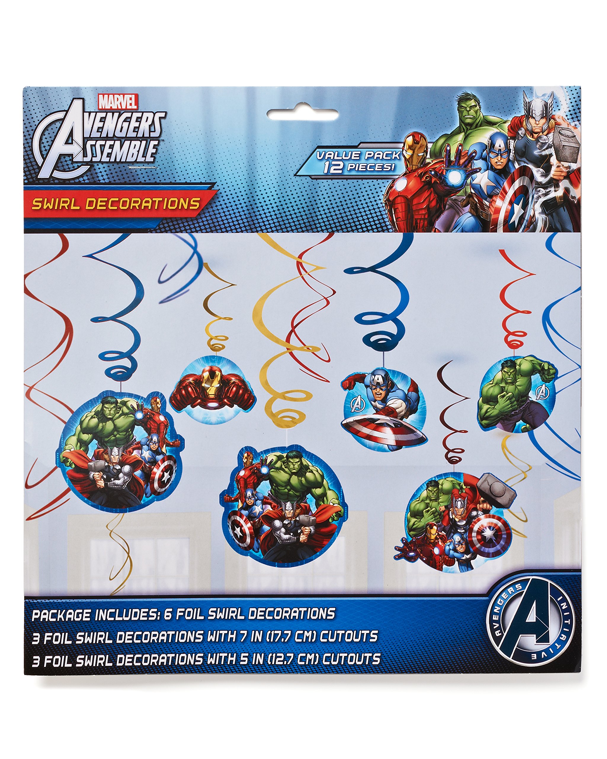 12-Piece Marvel Avengers Assemble Swirl Decorations, Multicolored